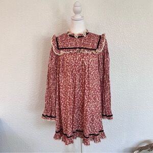 Doen Burgundy Floral Mini Dress